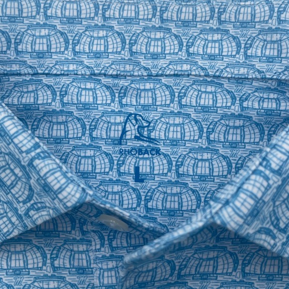 Rhoback Ole Miss Vaught-Hemingway Stadium Polo Mens Large Blue White New - Picture 3 of 9
